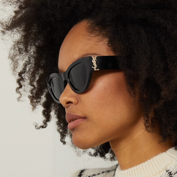 Brand New with Tags! YSL Saint Laurent Monogram Acetate 56MM Cat Eye Sunglasses - Picture 8 of 15
